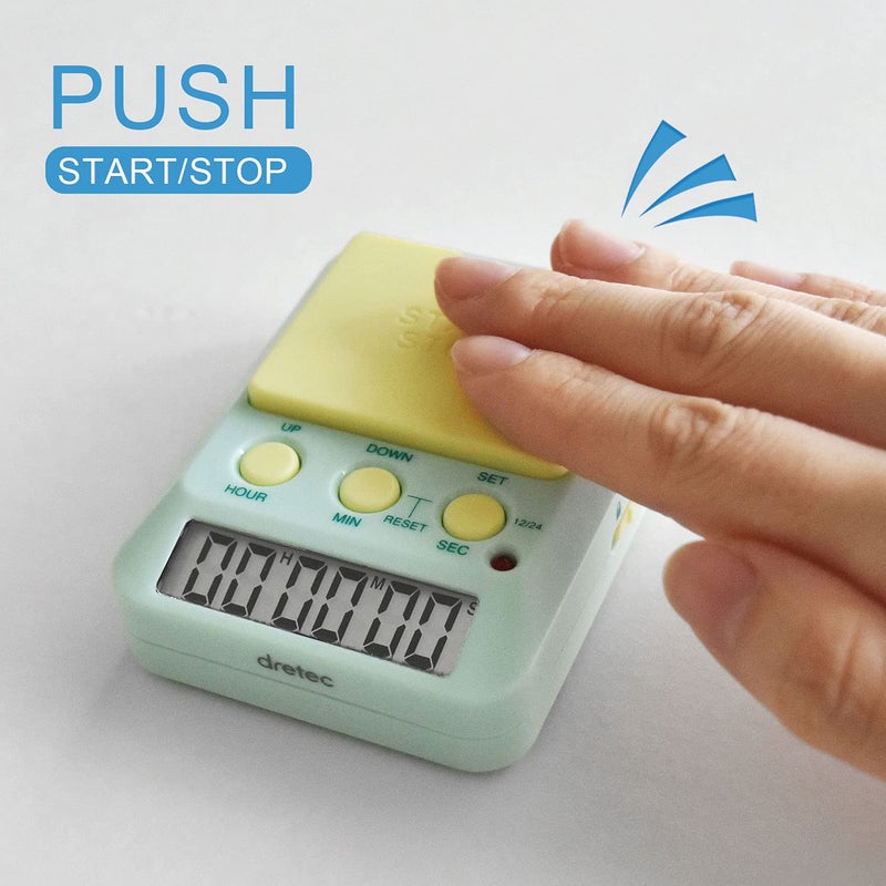 dretec Learning Timer, for Studying, Large Button, Count Function Until The Target Date, Green, Yellow, Officially Tested in Japan(1 Starter AAA Battery Included) - Image 4